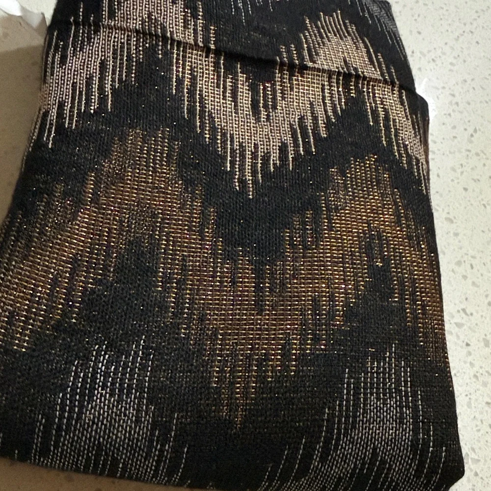 Nordstrom Metallic Chevron Infinity Scarf Black Gold Tan Soft Lightweight Loop